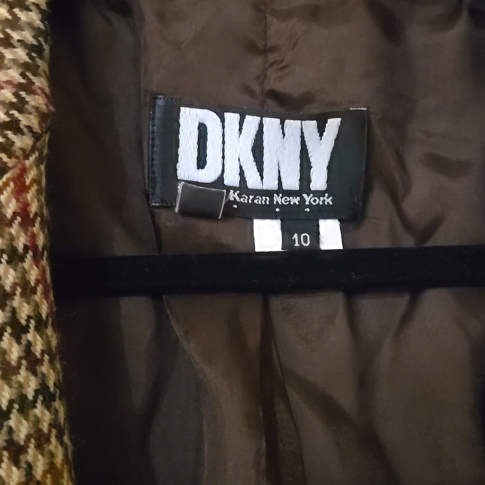 DKNY Vintage Houndstooth Wool And Cashmere Blazer Size 10 - Picture 3 of 14